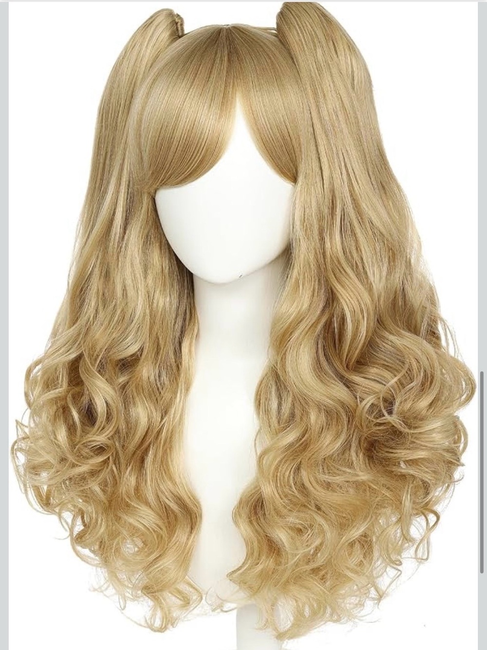 Lolita Long Curly Light Blonde Cosplay Wig with Clip-on Ponytails NEW